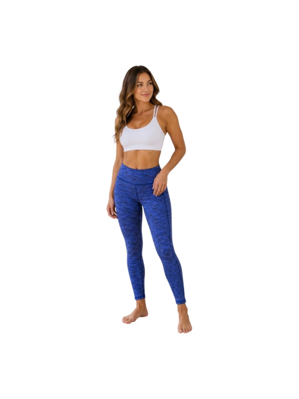Lucy Women’s High Rise Blue Space Dye Performance Leggings Size M